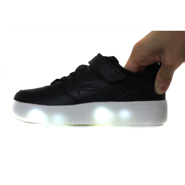 SKECHERS S-LIGHTS 運動鞋 電燈鞋 有開關 童鞋 魔鬼氈 黑 400623LBLK no693 product thumbnail 8