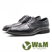 W&M  貴族精緻壓紋綁帶男皮鞋-黑(另有棕)