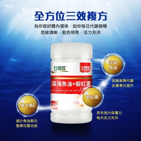 白蘭氏 深海魚油+蝦紅素120錠-Omega3 DHA 14006990 product thumbnail 3