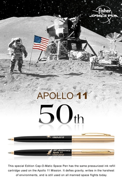 Fisher Space 阿波羅11號50週年紀念太空筆-金蓋(S251G-50)【AH02190-A】99愛買小舖