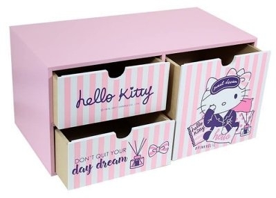 【震撼精品百貨】Hello Kitty_凱蒂貓~HELLO KITTY粉紅橫式三抽櫃-睡覺*38727