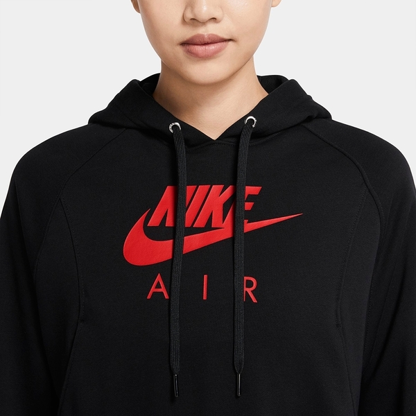 Nike NSW AIR HOODIE 女裝 長袖 帽T 短版 口袋 基本 黑紅【運動世界】CU6562-011 product thumbnail 3