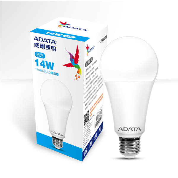 ADATA威剛14W高效能LED球泡燈-白光 14W65C/黃光 14W30C