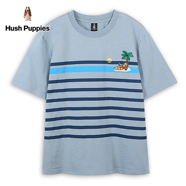 Hush Puppies T恤 男裝跳色條紋精緻刺繡渡假花襯衫狗T恤