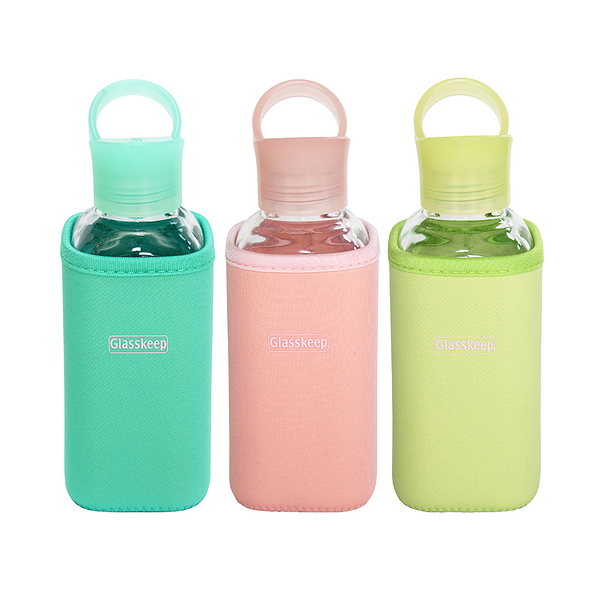 Glasskeep 方形隨手瓶三入組500ml (附布套)SB-01B