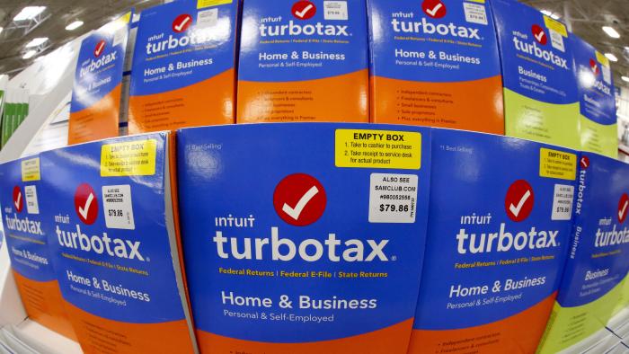FILE - This Thursday, Feb. 22, 2018 photo shows a display of TurboTax software in a Sam&#39;s Club in Pittsburgh. The Federal Trade Commission is suing TurboTax maker Intuit, Tuesday, March 29, 2022, saying its ads for “free” tax filing misled consumers. The consumer protection agency said millions of consumers cannot actually use the free tax-prep software option because they are ineligible for it.   (AP Photo/Gene J. Puskar, File)