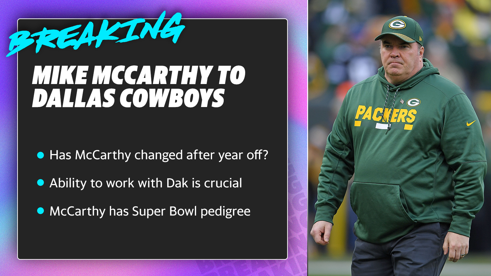 Packers to host Cowboys and former coach Mike McCarthy on Sunday
