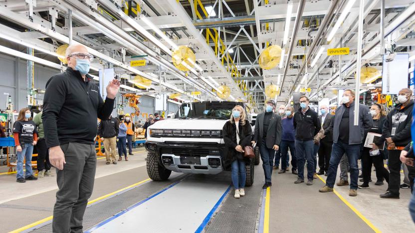 The first production GMC Hummer EV rolls off the Factory Zero line