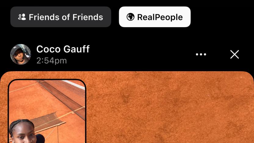 BeReal's RealPeople feed, featuring a post from Coco Gauff.