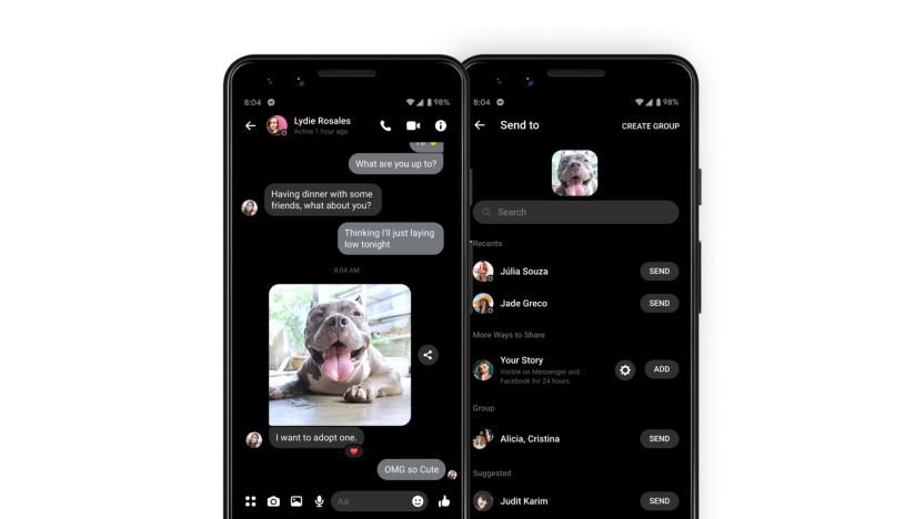 Reactions and message forwarding in Facebook Messenger encrypted chat