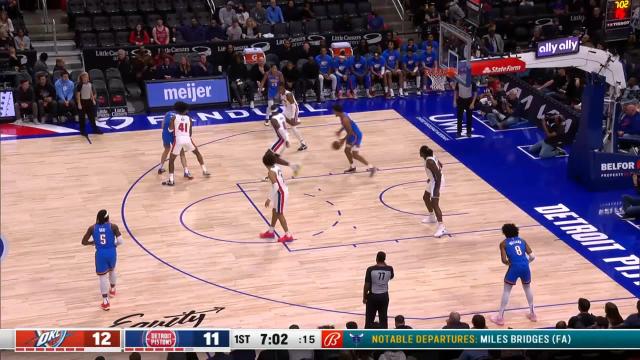 Josh Giddey with an assist vs the Detroit Pistons