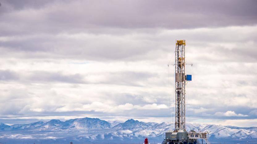 Fervo Energy's geothermal energy drill project against a backdrop of Nevada mountains.