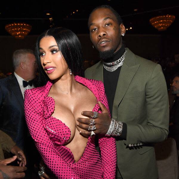 Cardi B and Offset got handsy in a video shared in honor of the rapper&apos...