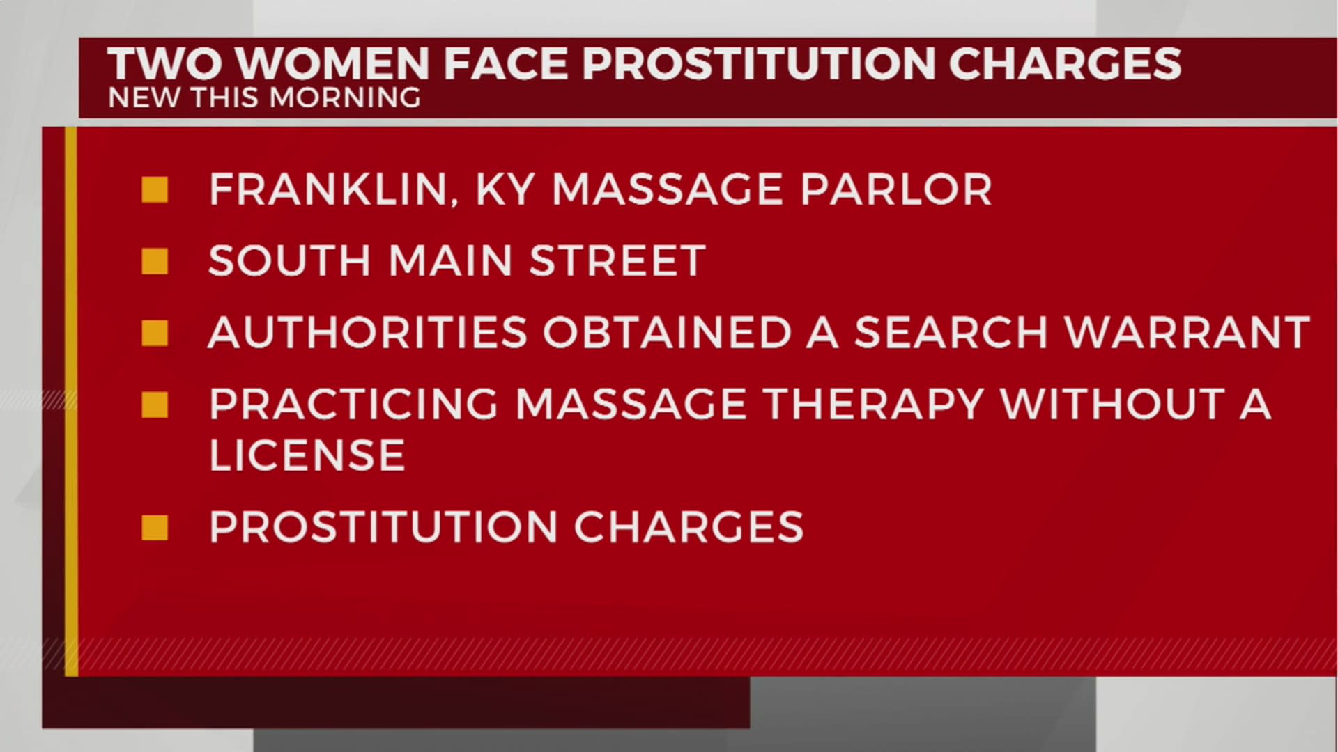 2 charged with prostitution after arrest at KY massage parlor