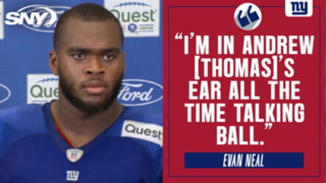 Giants' Evan Neal leaning on All-Pro LT Andrew Thomas, hoping for similar  Year 2 leap