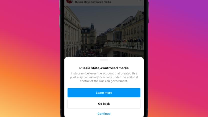 Instagram has followed Facebook in burying Russian state controlled media in its app.