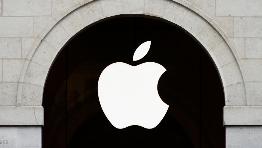 Apple logo is seen on the Apple store at The Marche Saint Germain in Paris, France July 15, 2020.  REUTERS/Gonzalo Fuentes/File photo