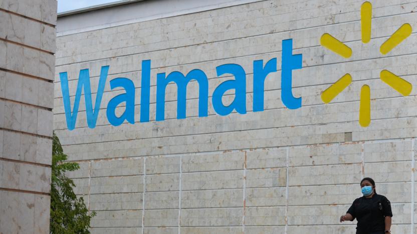 Walmart logo at the entrance to Walmart logo store on on Paseo de Montejo, a notable avenue of Mérida.
On Tuesday, November 30, 2021, in Merida, Yucatan, Mexico. (Photo by Artur Widak/NurPhoto via Getty Images)