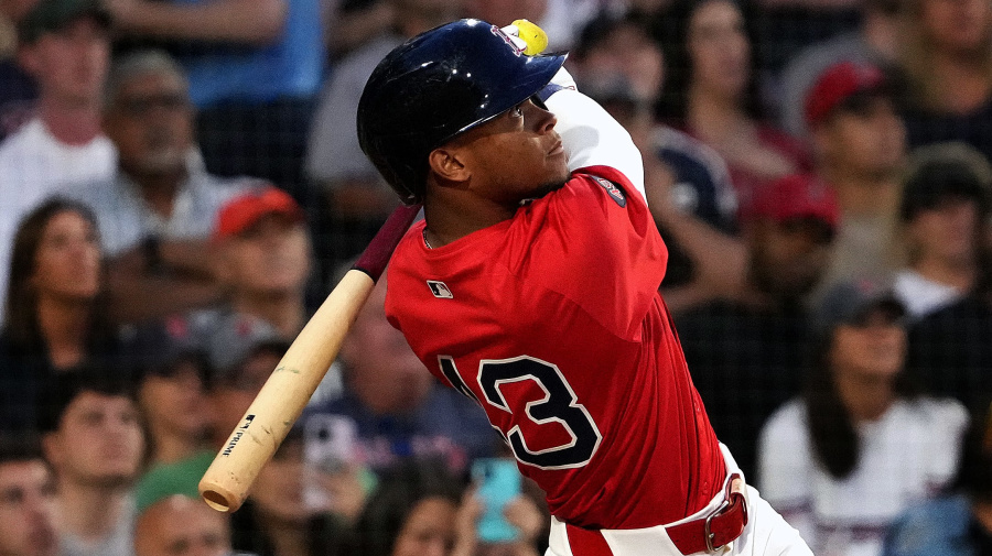 Getty Images - Boston, MA - May 31: Boston Red Sox CF Ceddanne Rafaela watches his three-run home run in the fourth inning. (Photo by Barry Chin/The Boston Globe via Getty Images)
