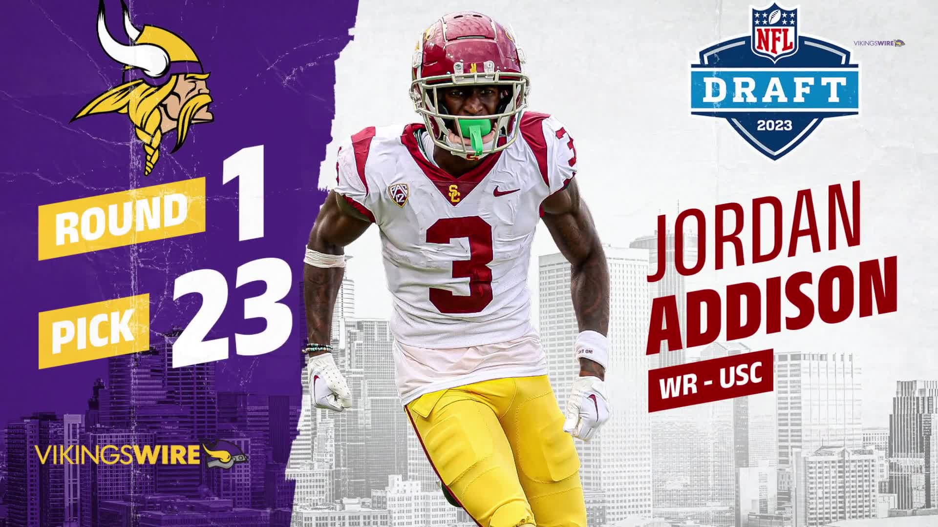 2023 NFL Draft: Minnesota Vikings pick USC WR Jordan Addison to pair with  Justin Jefferson, NFL Draft