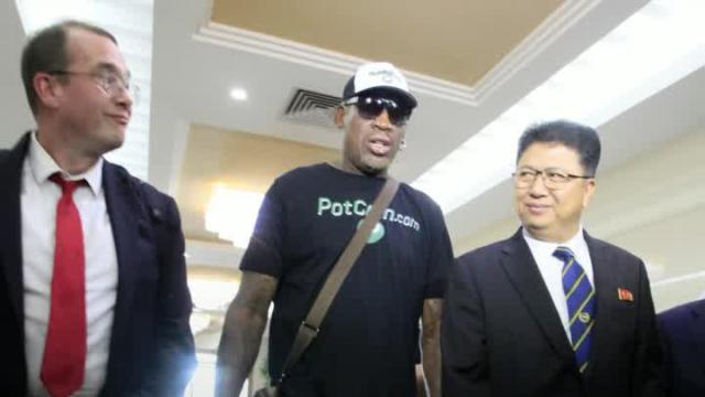 Dennis Rodman is back in North Korea, thanks to a marijuana website