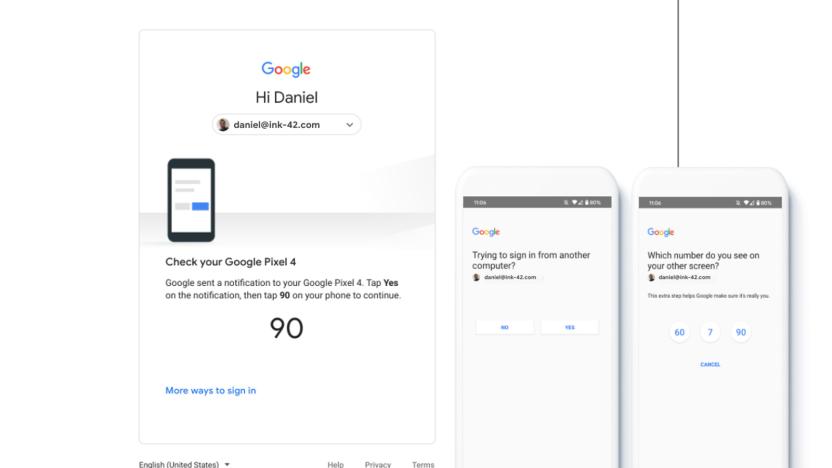 Google phone verification prompts for two-factor sign-ins