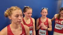 Gilbert girls 4x800-meter relay team following their race at the 2024 Drake Relays