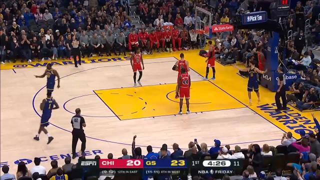 Klay Thompson with an and one vs the Chicago Bulls