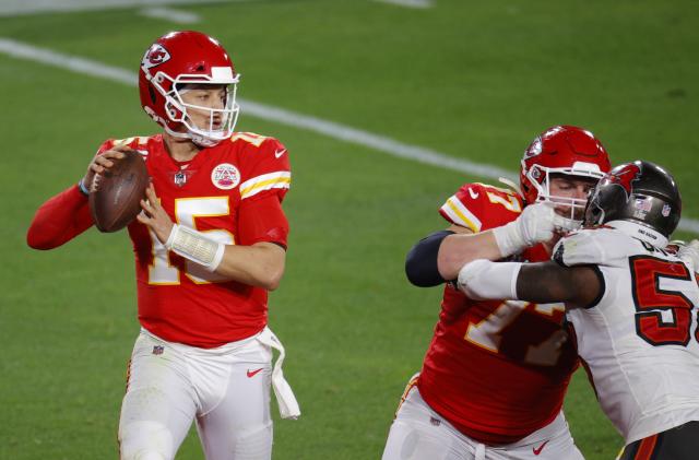 NFL Football - Super Bowl LV - Tampa Bay Buccaneers v Kansas City Chiefs - Raymond James Stadium, Tampa, Florida, U.S. - February 7, 2021 Kansas City Chiefs' Patrick Mahomes in action REUTERS/Brian Snyder