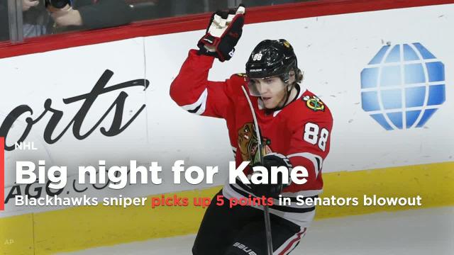 Patrick Kane has goal, 4 assists as Blackhawks rout Sens 8-2