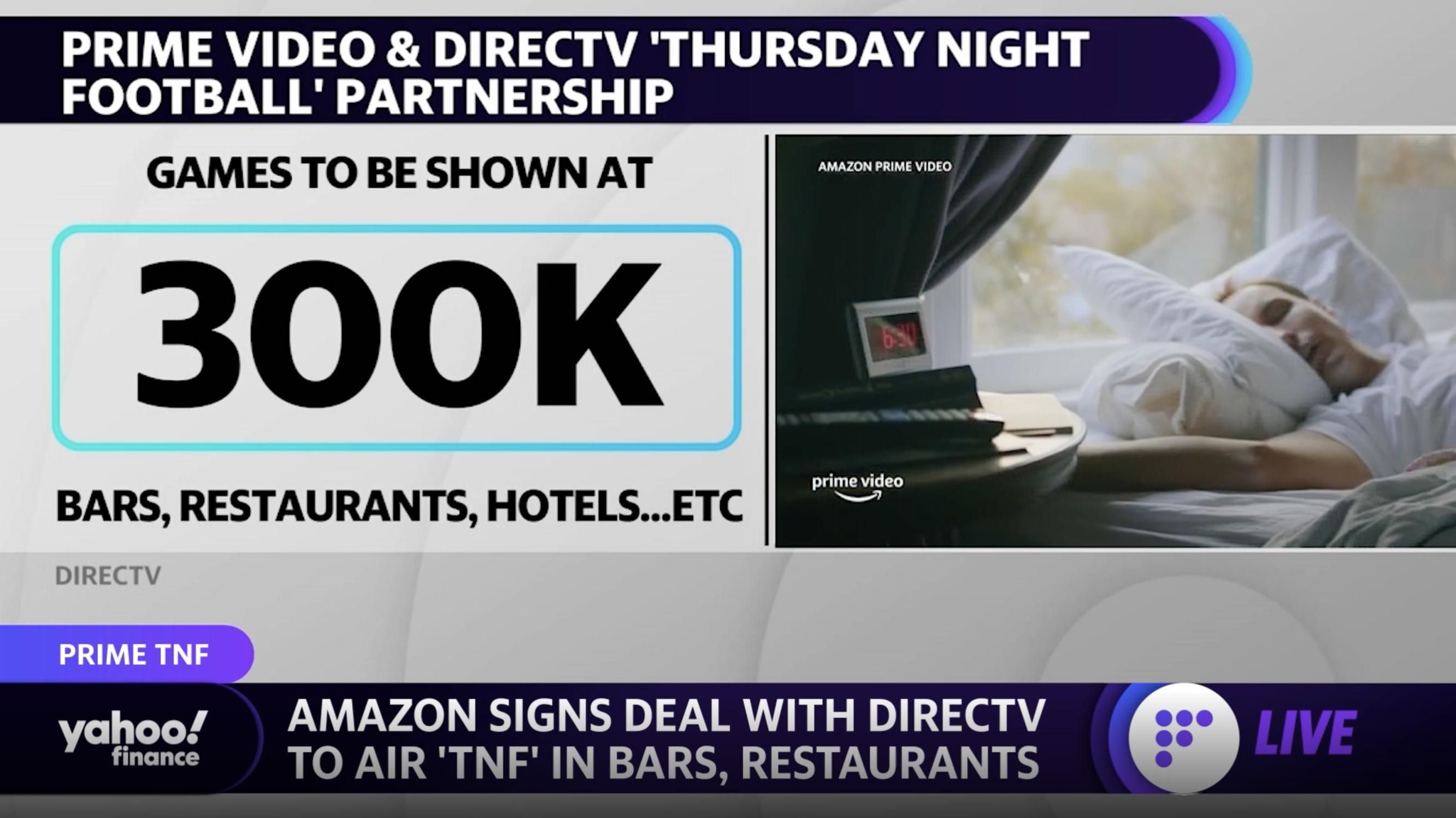 Amazon signs deal with DirecTV to air Thursday Night Football in bars and restaurants