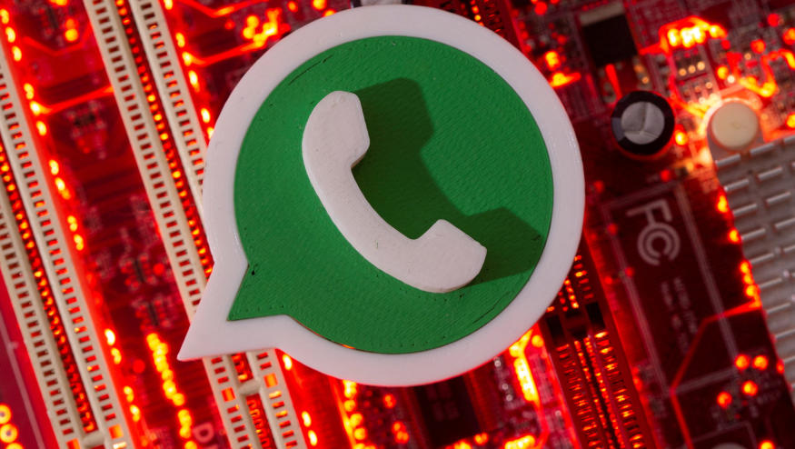 FILE PHOTO: A 3D printed Whatsapp logo is placed on a computer motherboard in this illustration taken January 21, 2021. REUTERS/Dado Ruvic/Illustration/File Photo