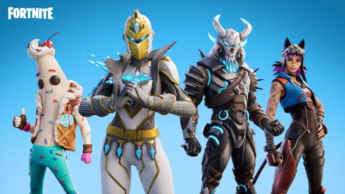 A press image from Fortnite OG showing four character builds