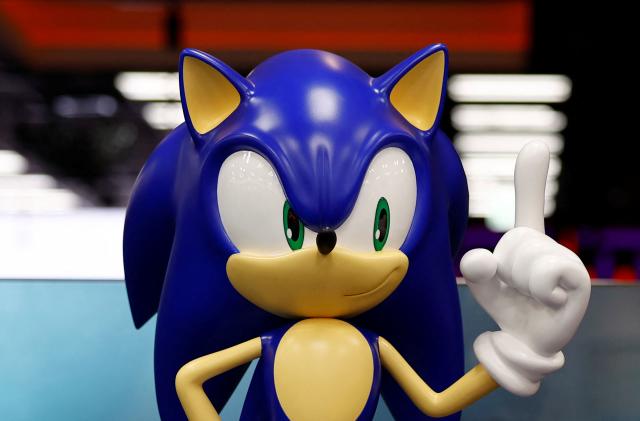 A model of Sega character 'Sonic the Hedgehog' is pictured at its headquarters in Tokyo, Japan, February 16, 2022. Picture taken on February 16, 2022. REUTERS/Kim Kyung-Hoon