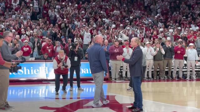 Watch Alabama football coach Kalen DeBoer speak at Alabama basketball game