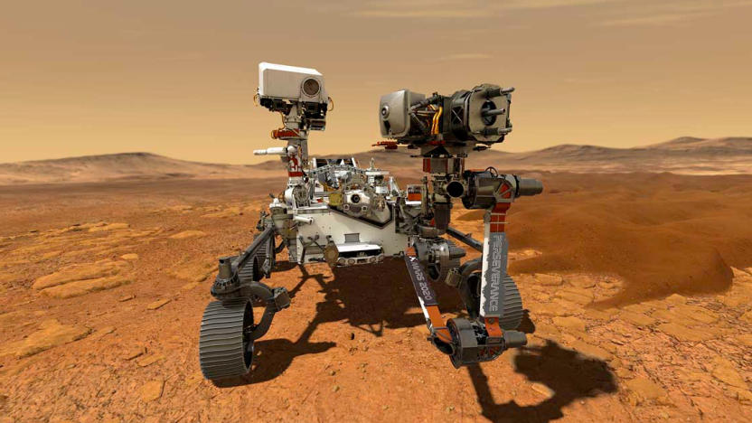 NASA illustration of the Perseverance Rover sitting on Mars.