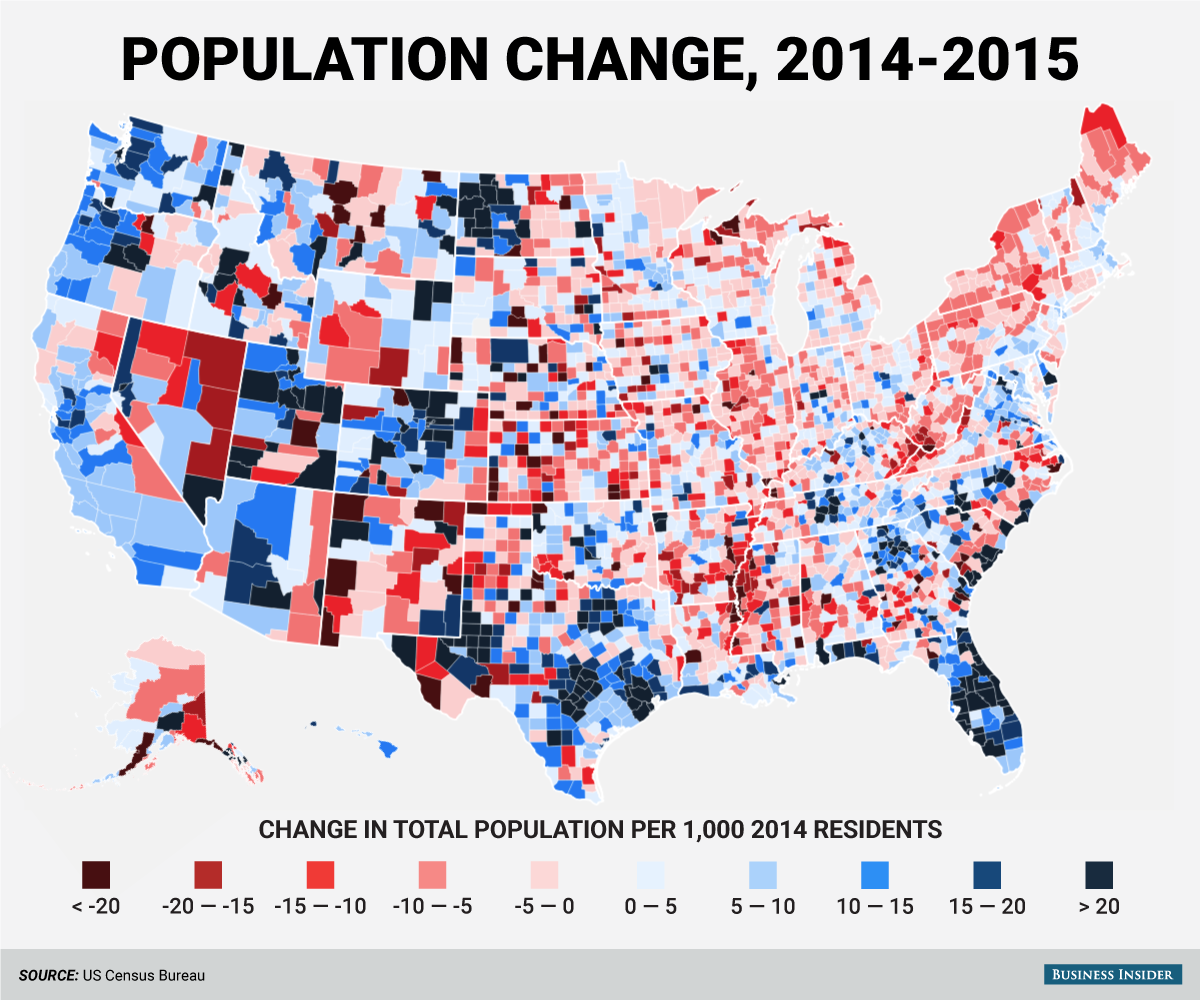 These are the fastest growing and shrinking counties in America