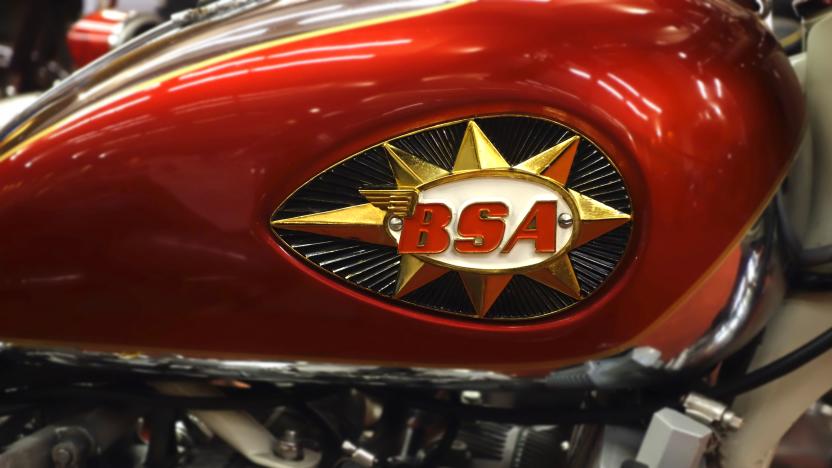 1971 motorcycle BSA A75R Rocket 3 Mark II tank emblem / badge. (Photo by: Arterra/Universal Images Group via Getty Images)