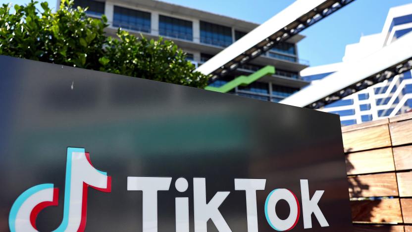 CULVER CITY, CALIFORNIA - DECEMBER 20: The TikTok logo is displayed outside a TikTok office on December 20, 2022 in Culver City, California. Congress is pushing legislation to ban the popular Chinese-owned social media app from most government devices. (Photo by Mario Tama/Getty Images)