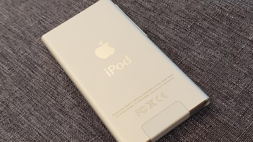 Close-up of an Apple iPod Nano 7th generation music player, produced ca 2012, on a light gray surface in Lafayette, California, December 25, 2021. Photo courtesy Tech Trends. (Photo by Gado/Getty Images)