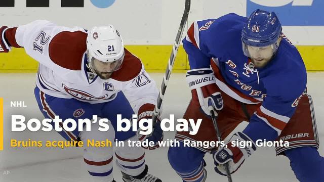 Bruins acquire Nash in trade with Rangers, sign Gionta