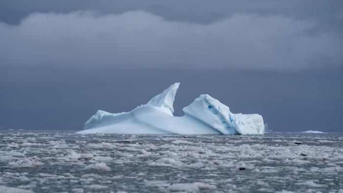 An iceberg floats in the Scoresby Sund, Thursday, Sept. 7, 2023, in Greenland. (AP Photo/Chris Szagola)