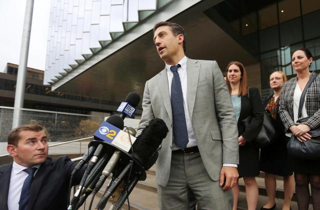 Defendant Attorney Alex Spiro speaks to reporters after a U.S. District Court jury found Tesla Inc chief executive Elon Musk not liable for damages for calling British cave diver Vernon Unsworth a "pedo guy" in one of a series of tweets, in Los  Angeles, California, U.S., December 6, 2019.   REUTERS/David McNew