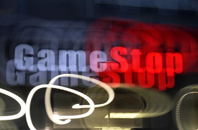 The logo of video game retailer GameStop is seen at a shop in Duesseldorf, western Germany on January 19, 2022. (Photo by INA FASSBENDER / AFP) (Photo by INA FASSBENDER/AFP via Getty Images)