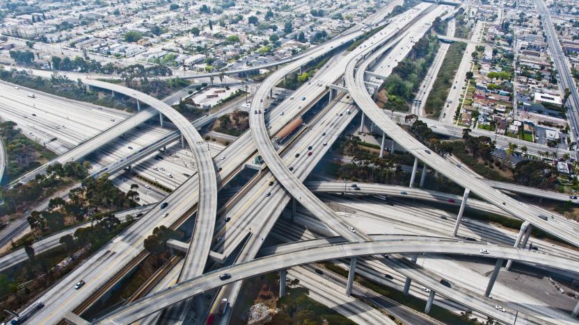 Los Angeles Freeway at the intersection of Interstate 110 & 105.