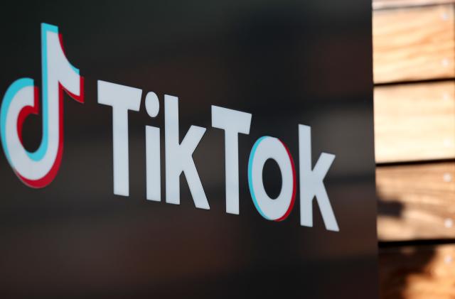 CULVER CITY, CALIFORNIA - DECEMBER 20: The TikTok logo is displayed outside a TikTok office on December 20, 2022 in Culver City, California. Congress is pushing legislation to ban the popular Chinese-owned social media app from most government devices. (Photo by Mario Tama/Getty Images)