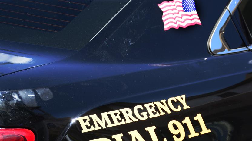 SANTA FE, NM - JULY 27, 2017:  A Santa Fe, New Mexico, police car is marked with 'Emergency Dial 911' painted on its side. (Photo by Robert Alexander/Getty Images)