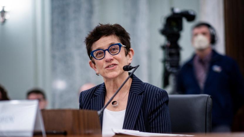 Gigi Sohn testifies during a Senate Commerce, Science and Transportation Committee confirmation hearing, examining her nomination to be appointed  Commissioner of the Federal Communications Commission in Washington, D.C., February 9, 2022. Pete Marovich/Pool via REUTERS