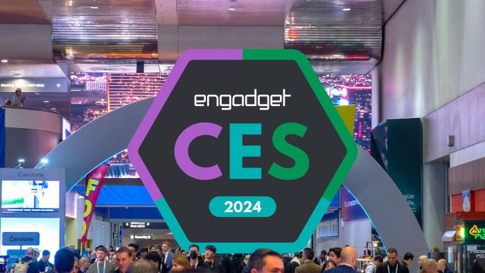 A crowd shot from CES 2024, with an Engadget Best of CES logo overlaid.