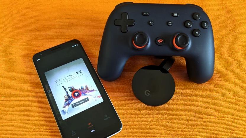 Google Stadia with controller and Chromecast